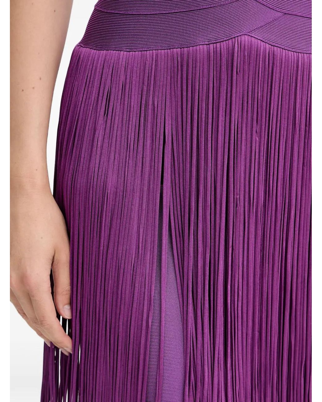 Hervé Léger Purple Georgia Fringed Midi Dress