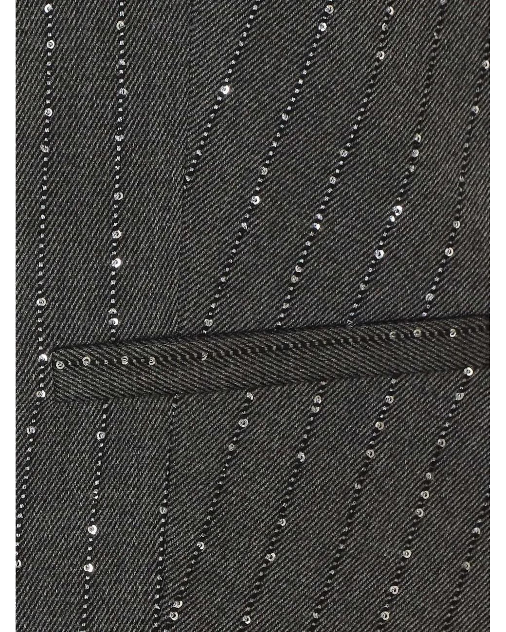 Liu Jo Gray Strass-Embellished Pinstripe Vest