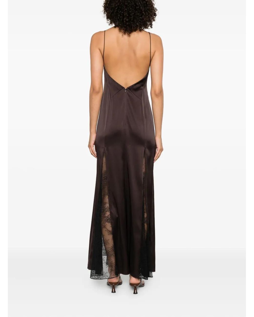Staud Brown Trinity Lace-Insert Maxi Dress