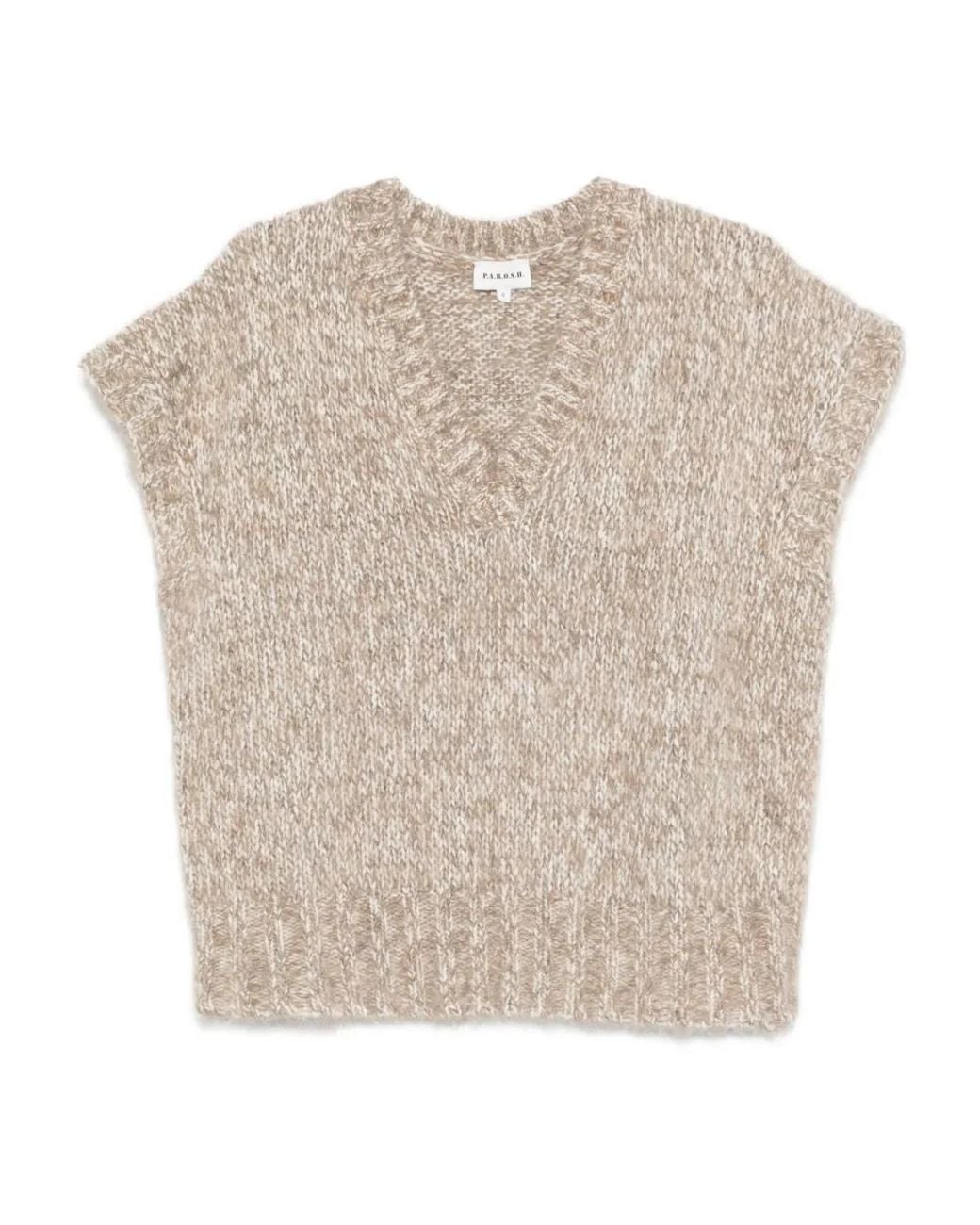 P.A.R.O.S.H. Natural V-Neck Short-Sleeve Top