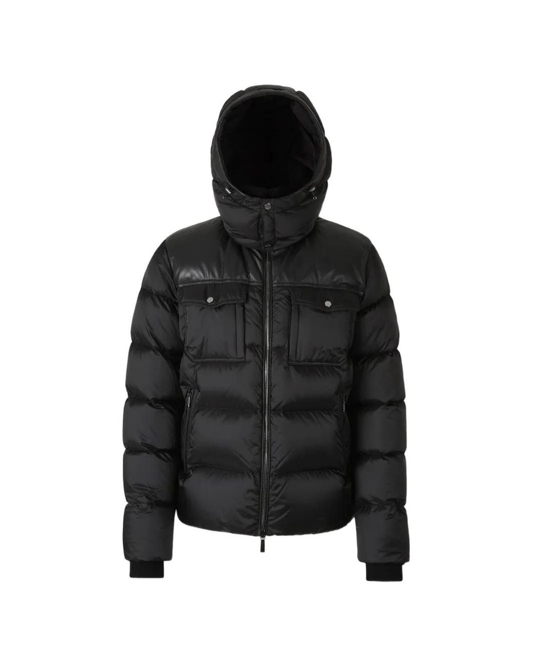 Moorer Black Quilted-Hooded Padded Jacket for men