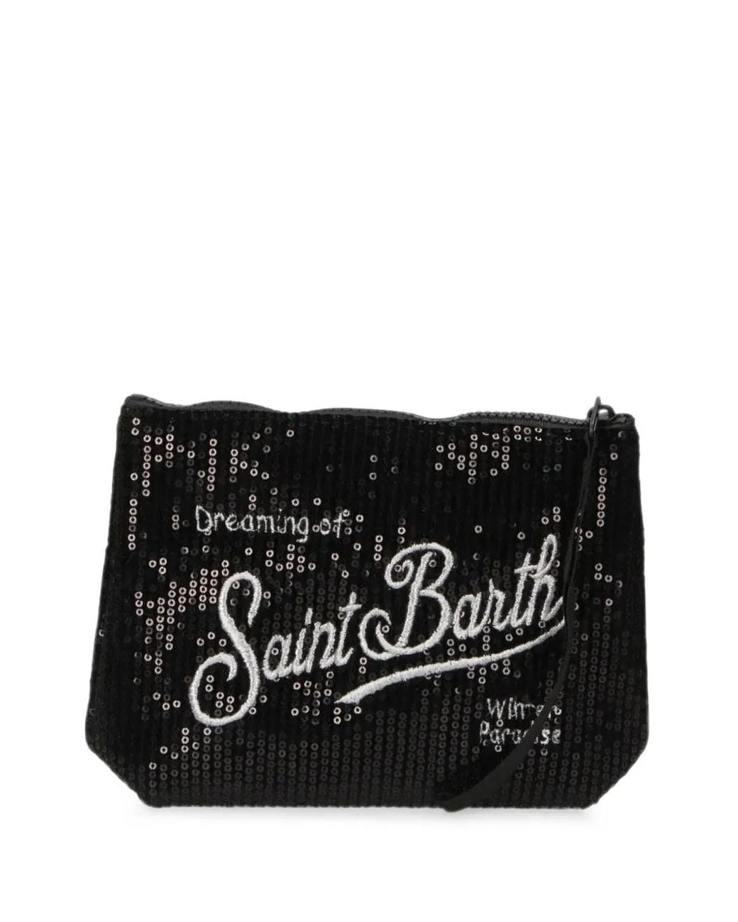 Mc2 Saint Barth Black Aline Sequin-Embellished Velvet Clutch Bag