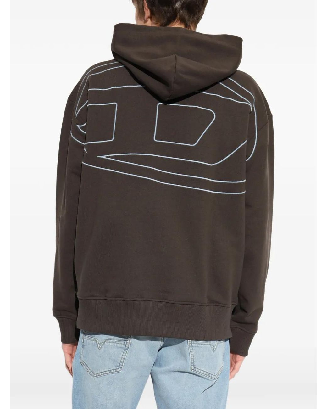 DIESEL Gray Hoodie With Logo Embroidery for men