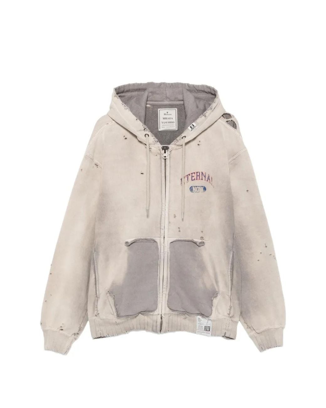Maison Mihara Yasuhiro White Distressed Sun-Faded Hoodie for men