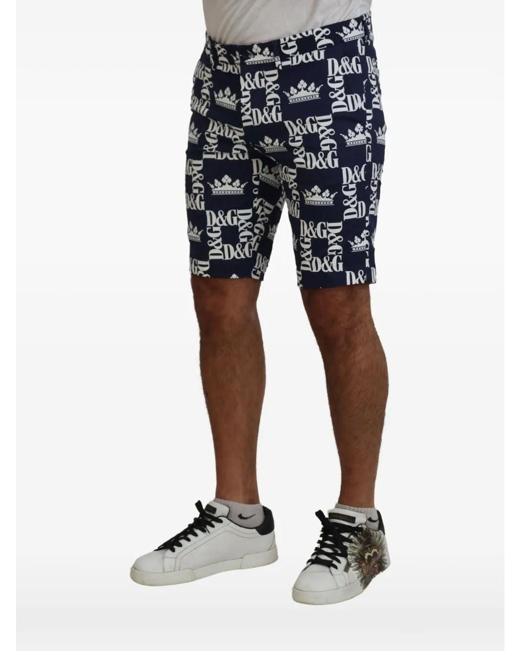 Dolce & Gabbana Blue Crown-Print Shorts for men