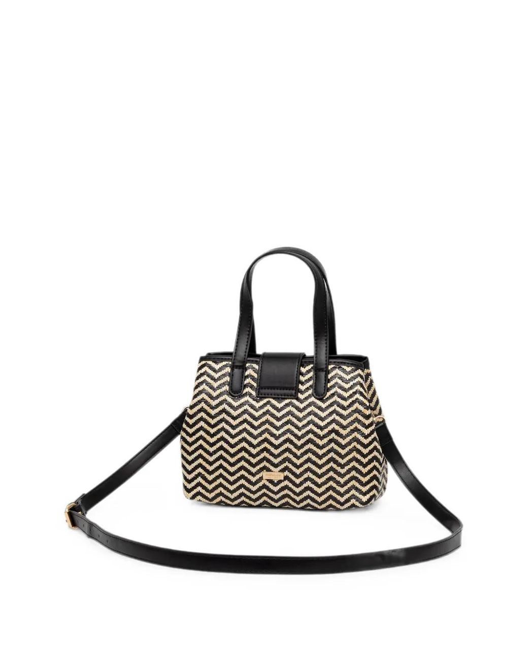 Morgan Black Zigzag-Woven Tote Bag