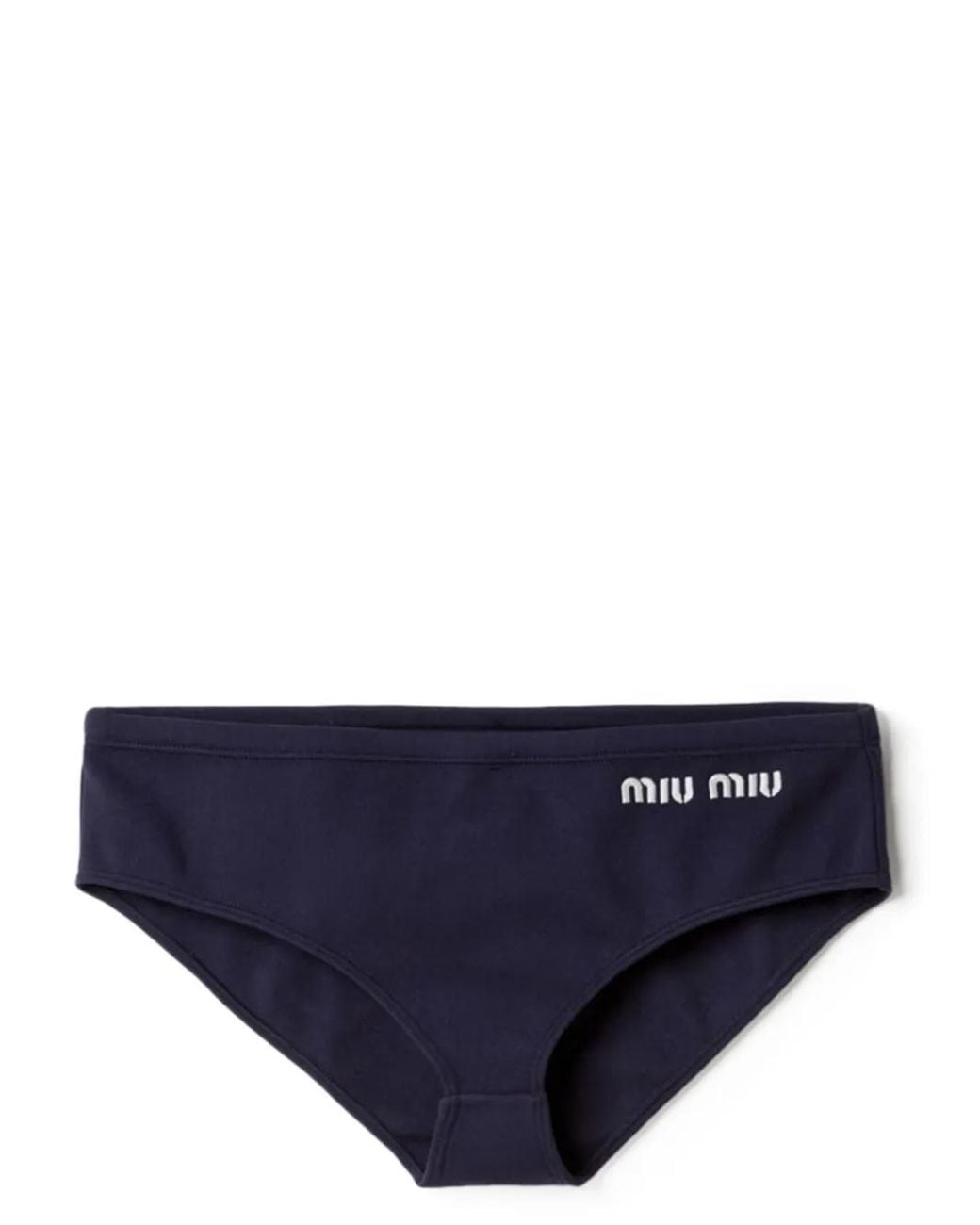 Miu Miu Blue Logo-Embroidered Bikini Bottoms
