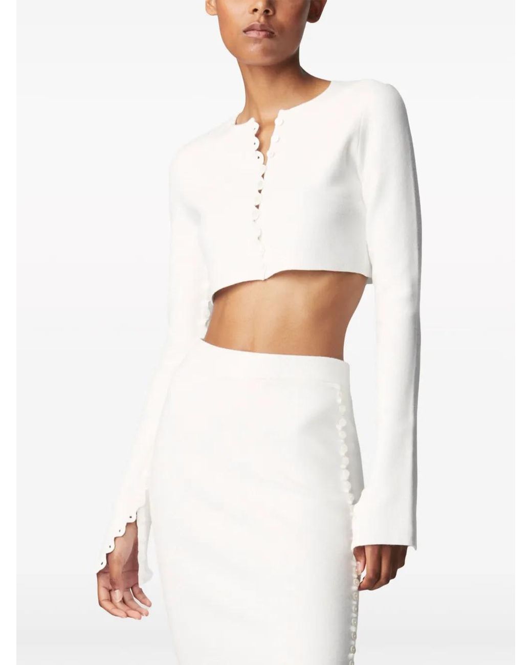 Altuzarra White Haruni Scallop-Edge Knitted Top