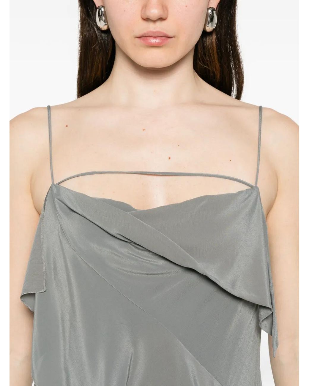 Patrizia Pepe Gray Ruffled Maxi Dress