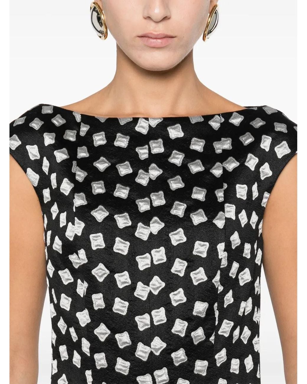 Talbot Runhof Black Kleid Mit Geometrischem Print