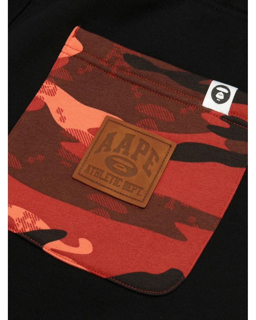 Aape By A Bathing Ape Black Aapeunvs Logo-Print Camouflage-Patch Track Pants for men