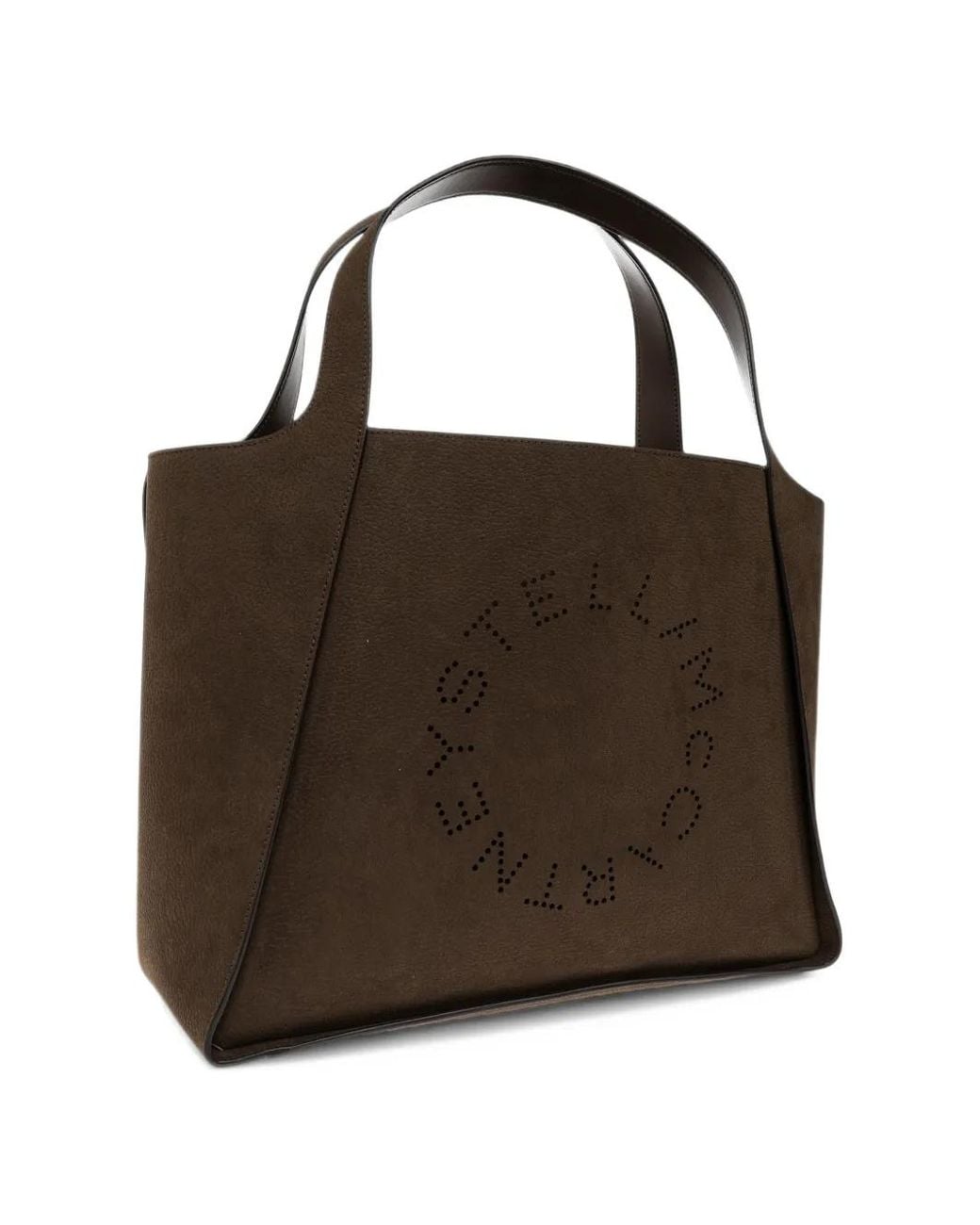 Stella McCartney Brown Logo Large Suede Tote Bag
