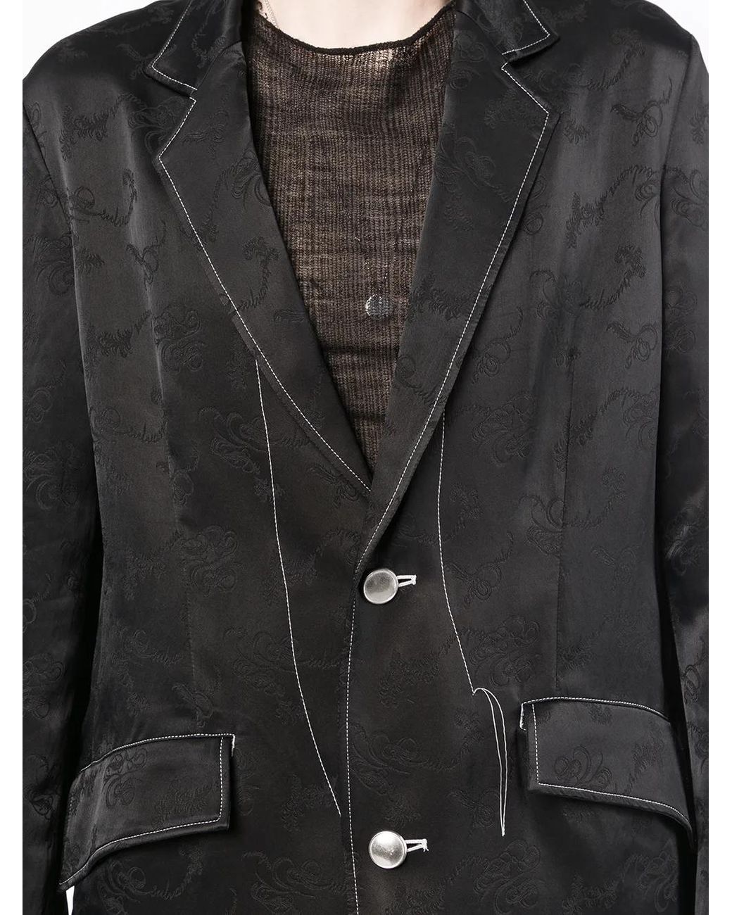 Sulvam Black Contrast-Stitched Jacket for men