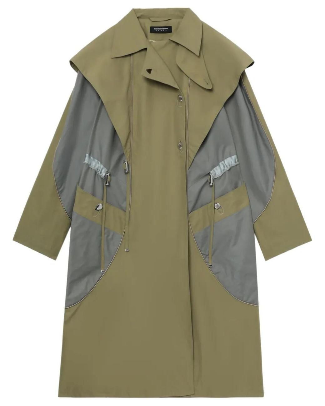 Kiko Kostadinov Green Colour-Block Coat