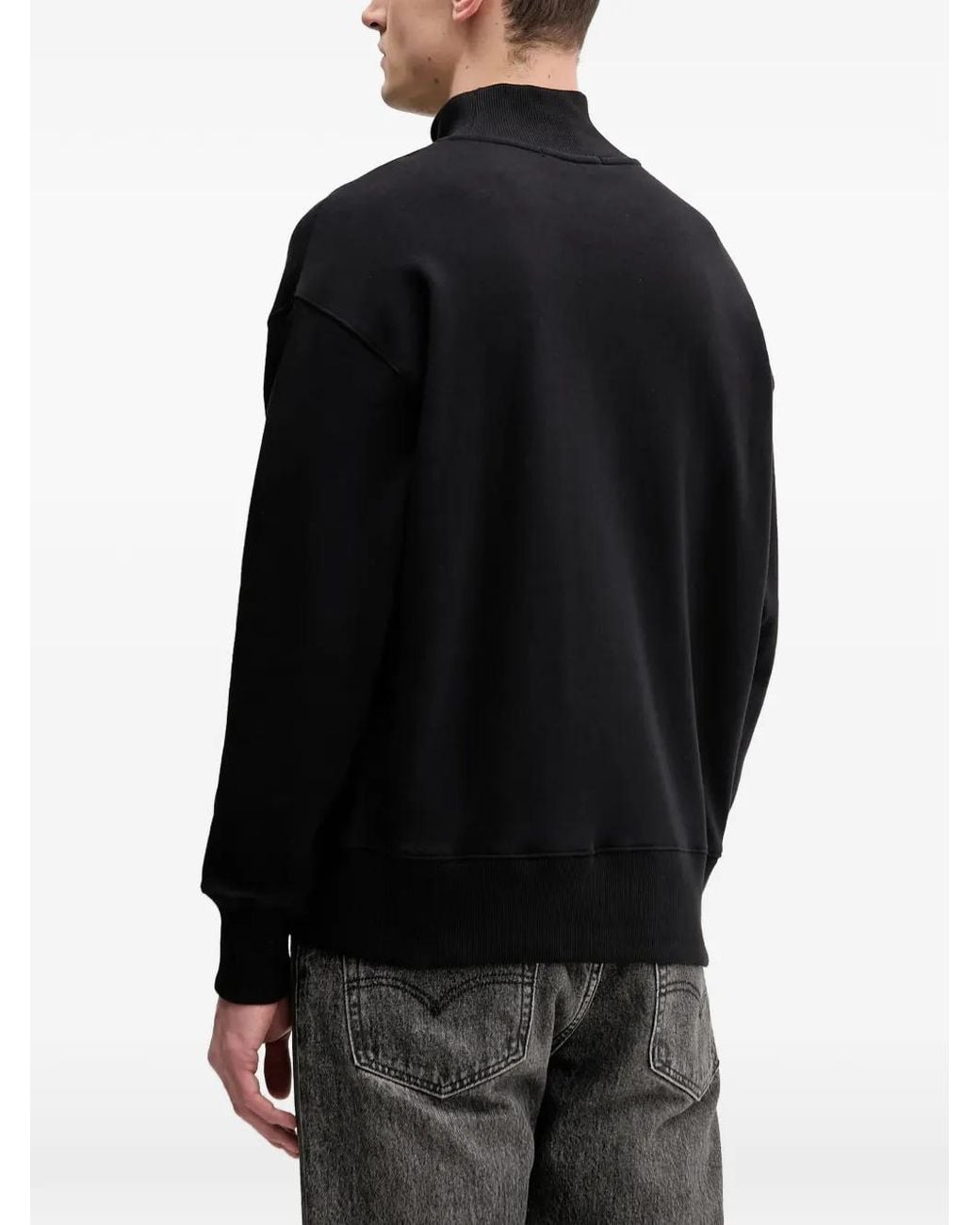 MSGM Black Roll-Neck Logo-Detail Sweater for men