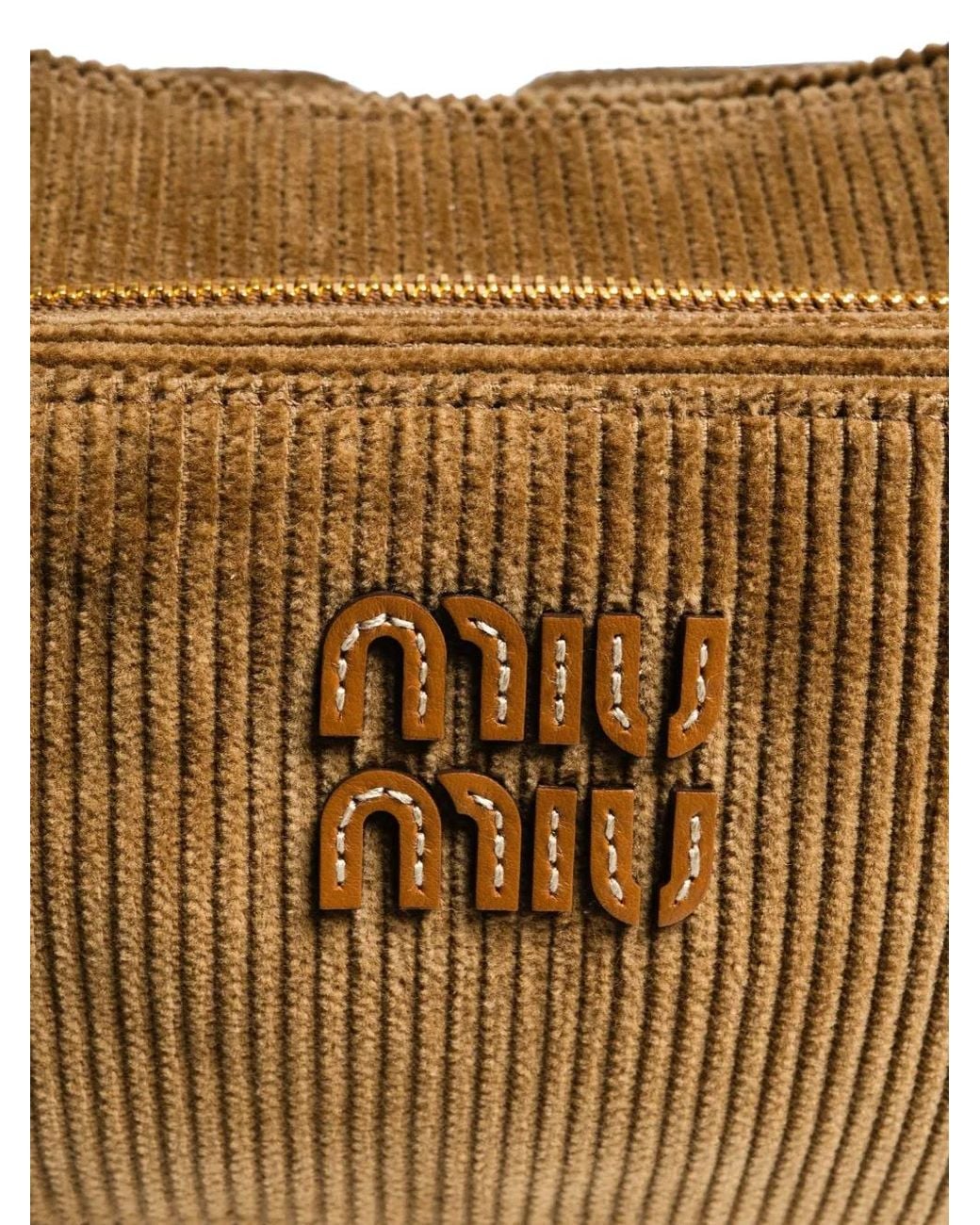 Miu Miu Metallic Sac Porté Épaule En Velours Côtelé