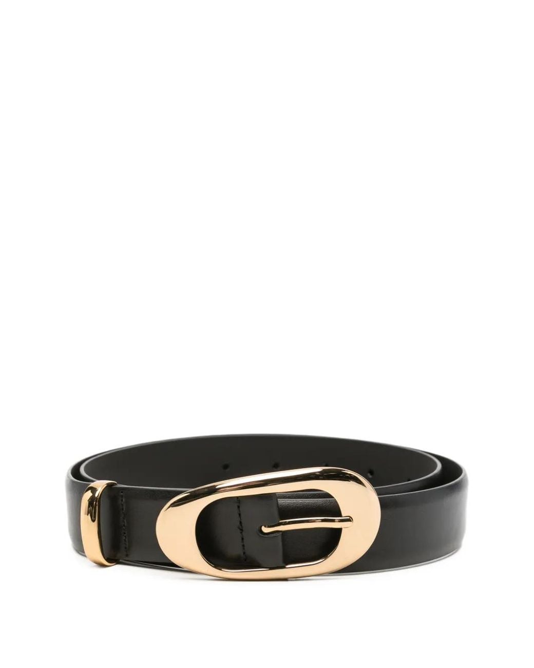 Twinset Black Leather Belt With Oval T Buckle
