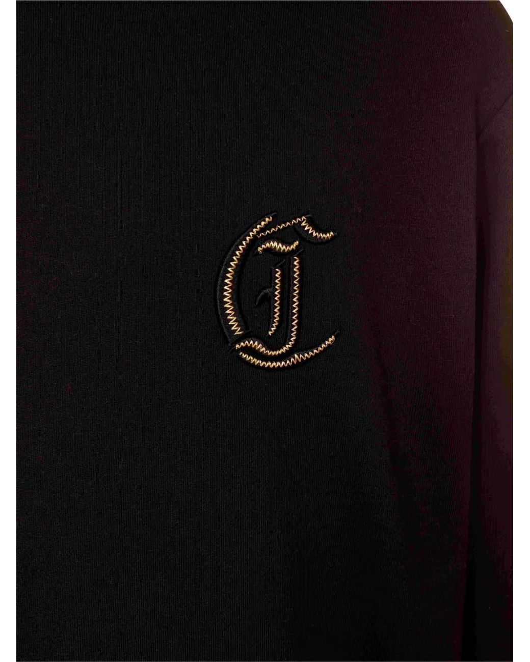 Just Cavalli Black Logo-Patch Hoodie for men