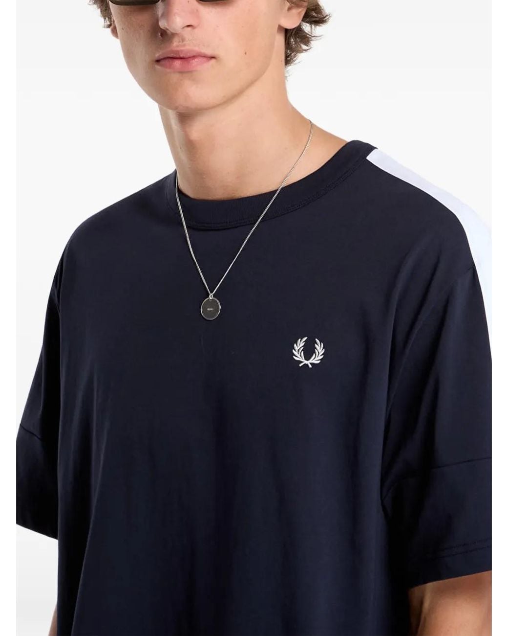 Fred Perry Blue Graphic-Print T-Shirt for men