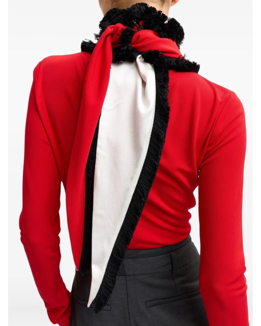 16Arlington Red Jori Fringe-Trimmed Top