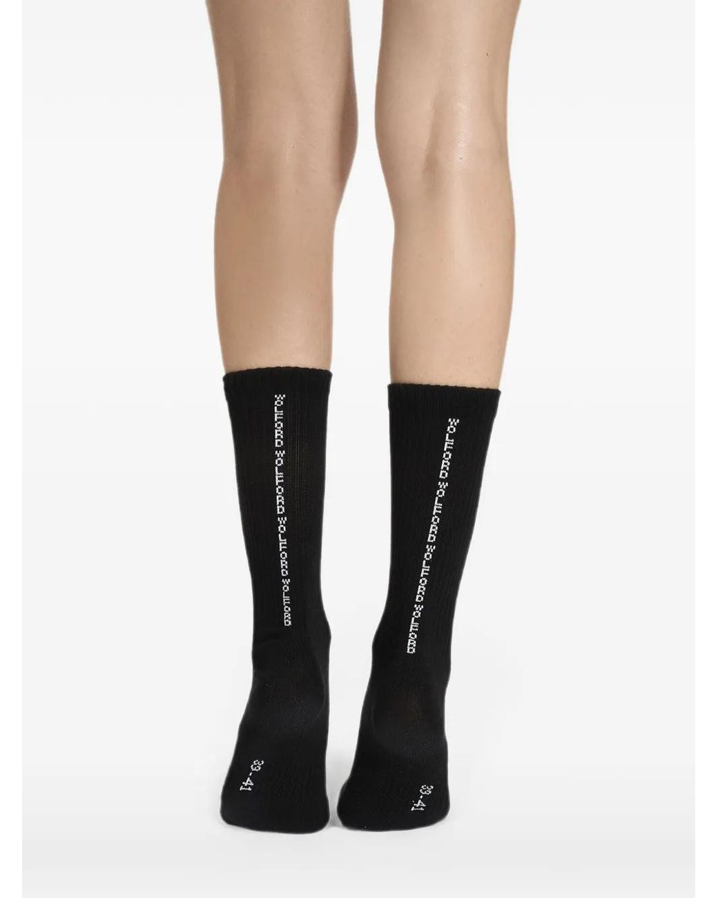 Wolford Black Socks With Logo And Back Seam