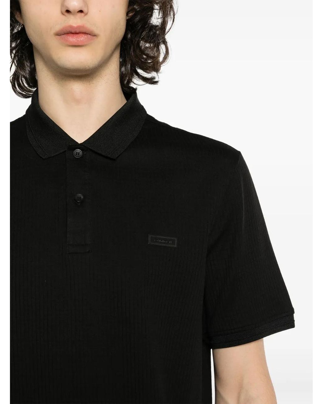 Calvin Klein Katoenen Poloshirt Met Logopatch in het Black voor heren
