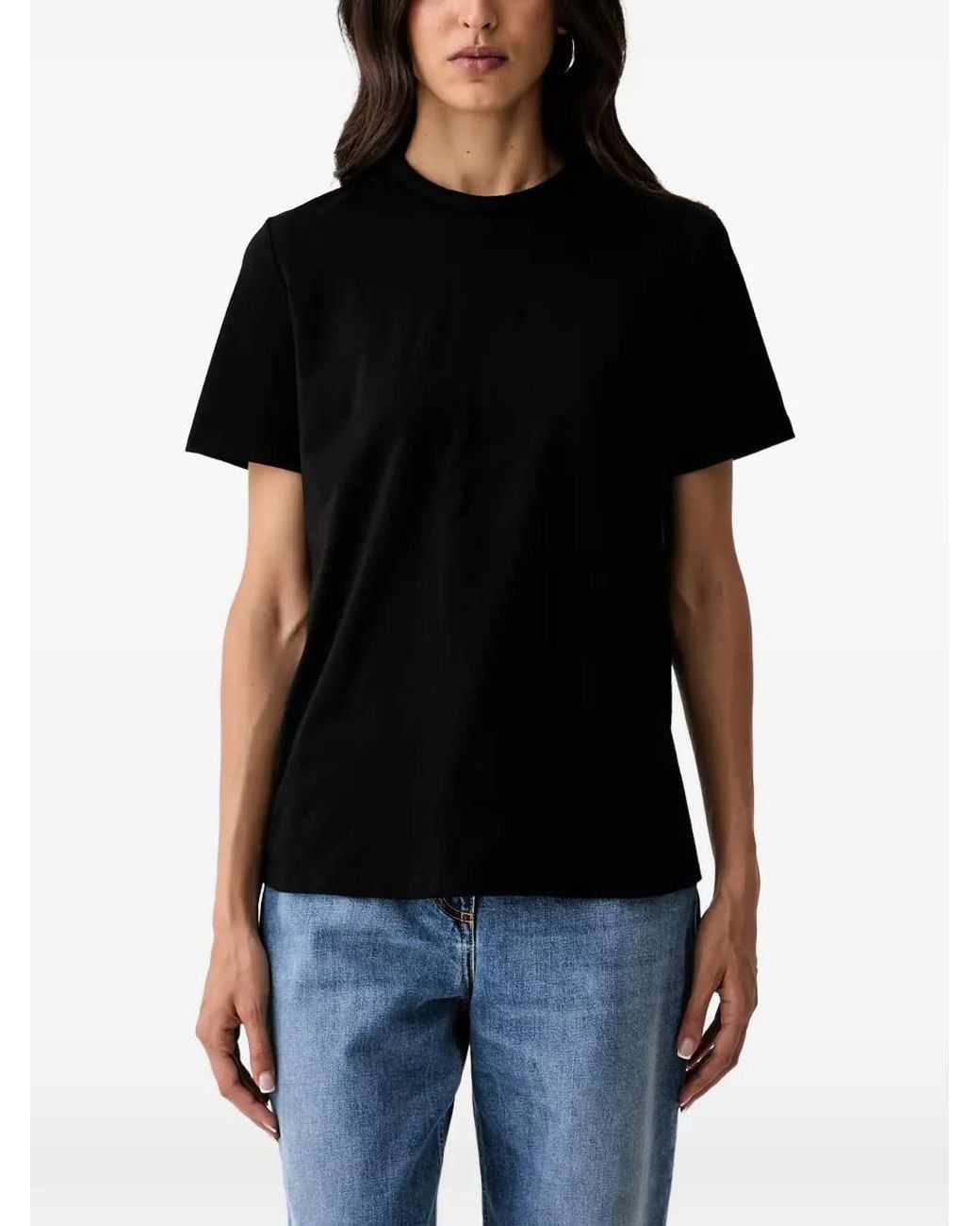 Elisabetta Franchi Black Button-Back T-Shirt