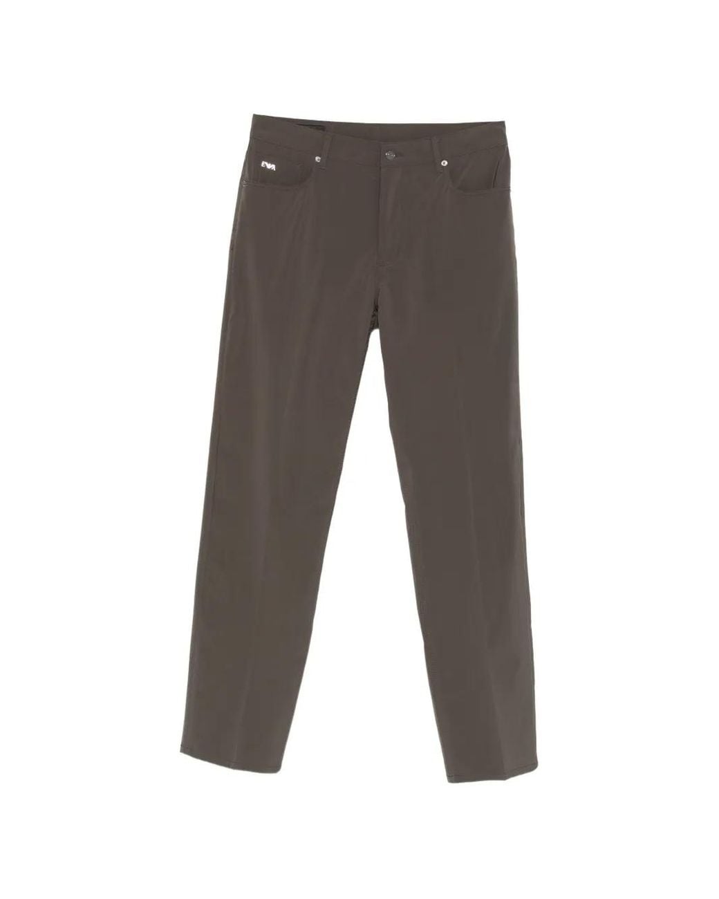 Emporio Armani Gray Logo-Patch Trousers for men