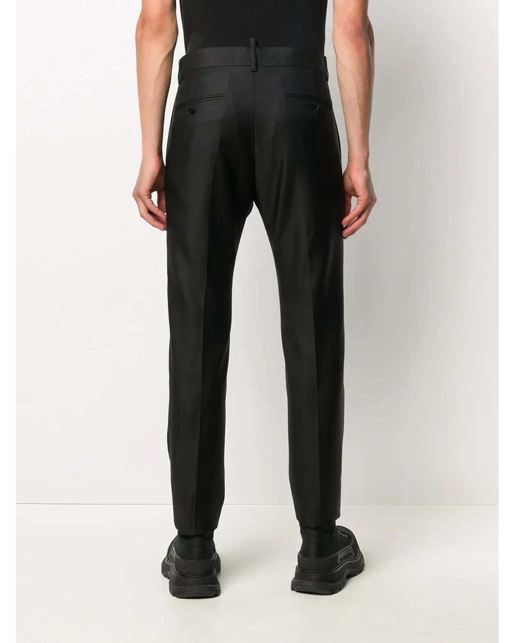 DSquared² Black Wool Tailored Trousers for men