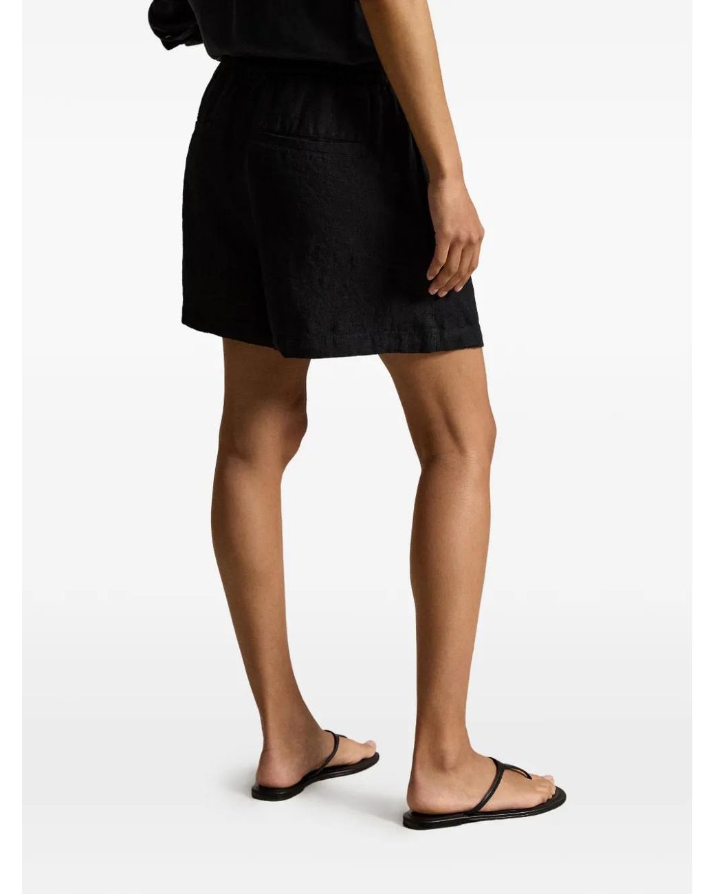 Polo Ralph Lauren Black Logo-Embroidered Drawstring Shorts