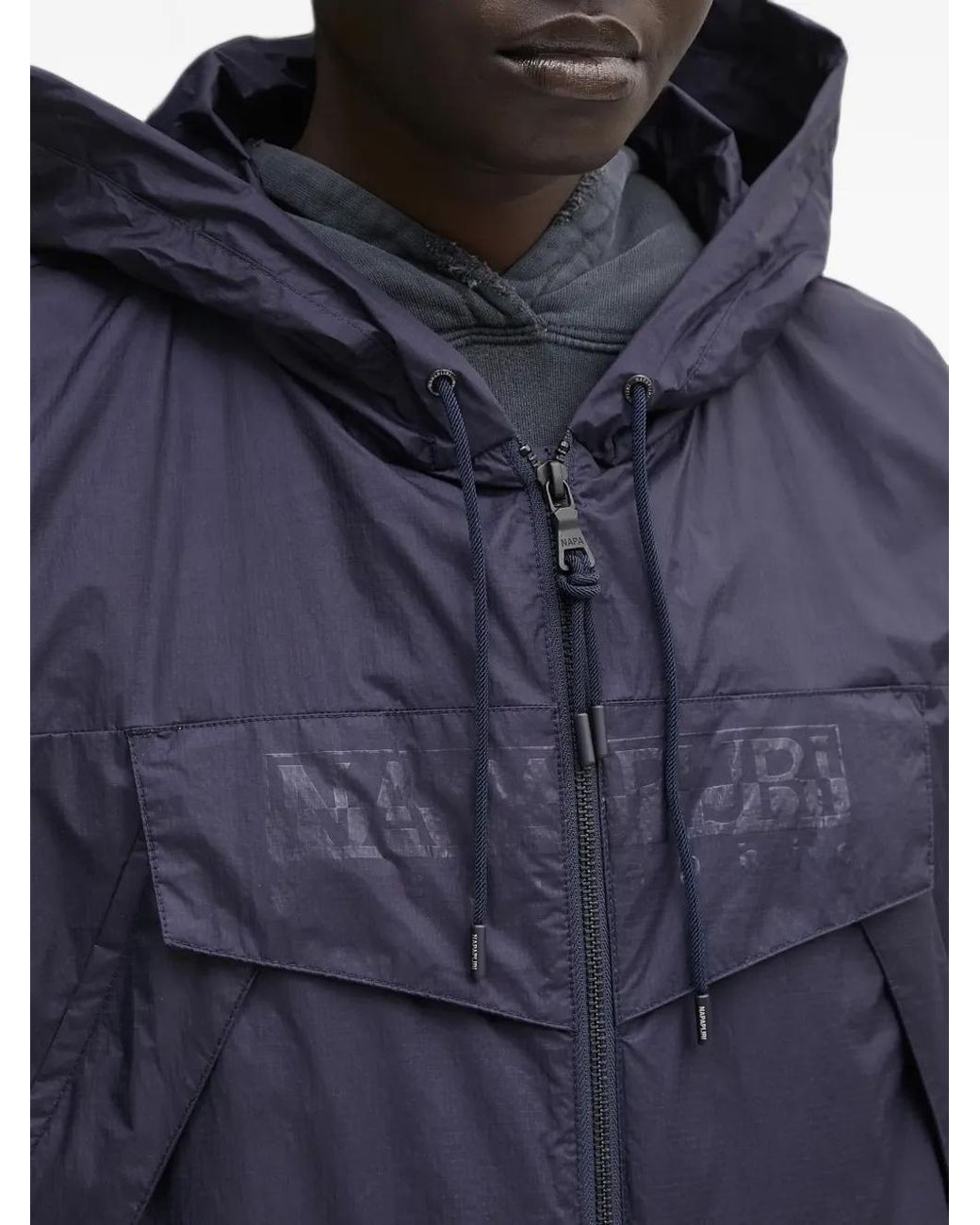 Napapijri Blue Skidoo Hooded Zipped Raincoat