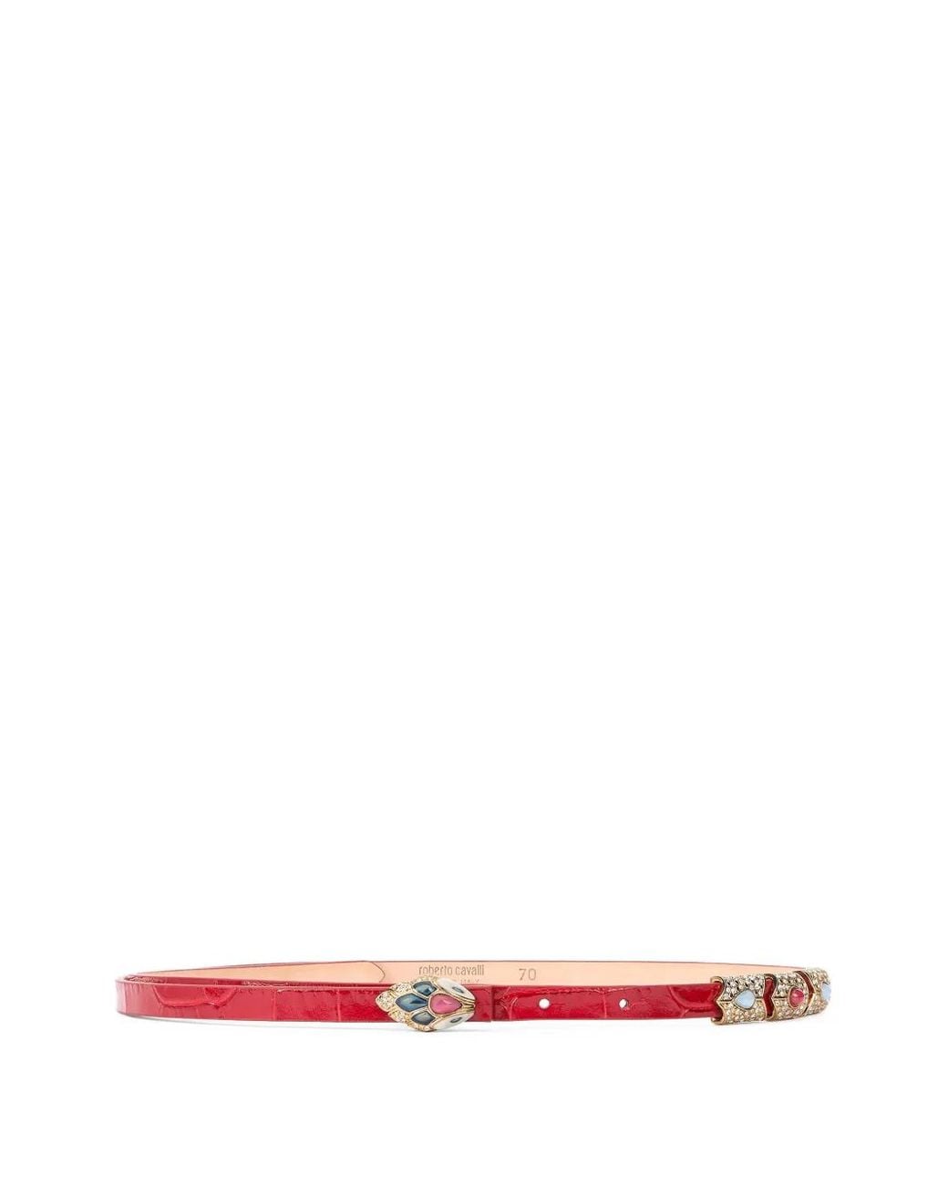 Roberto Cavalli White Croc-Effect Belt