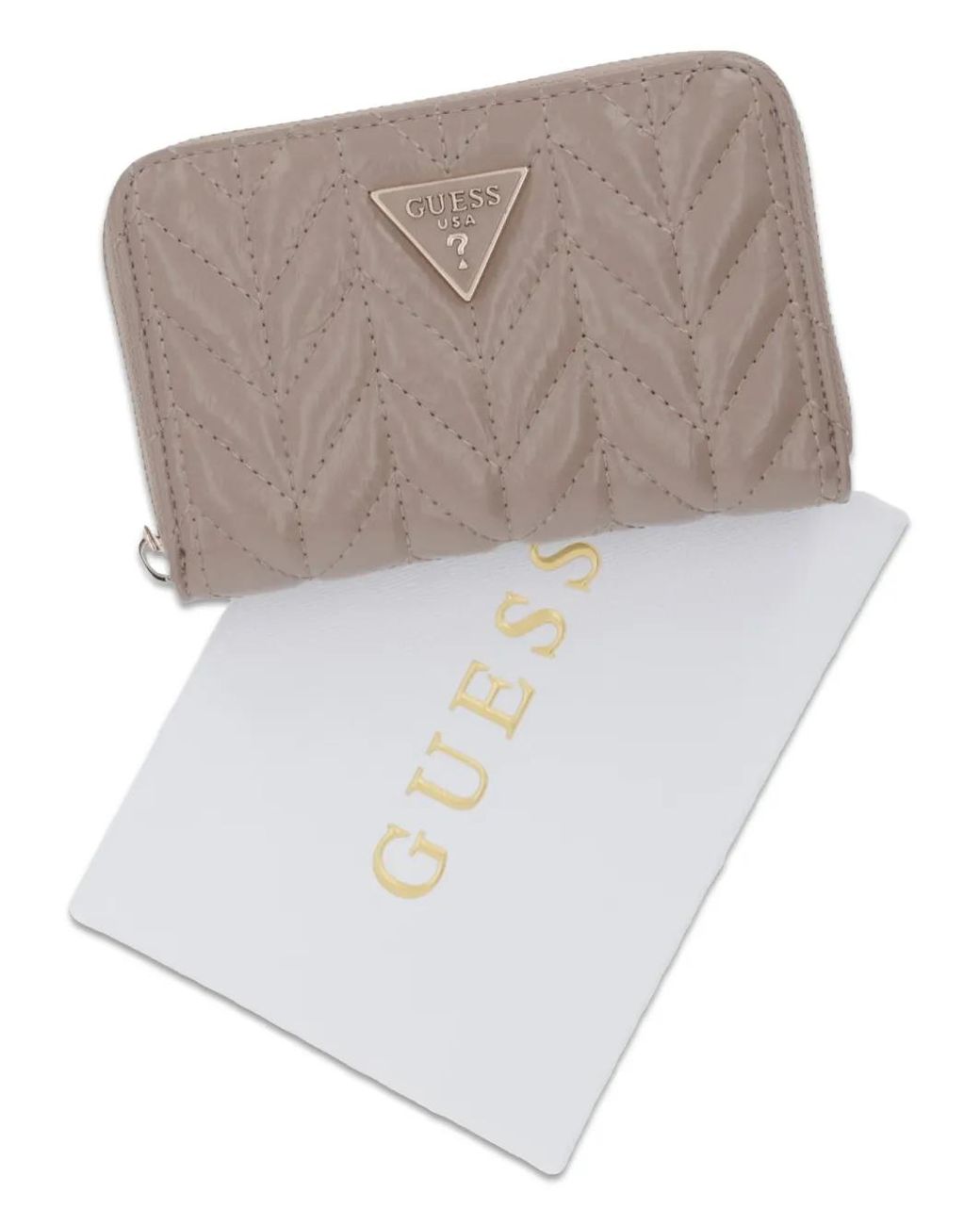 Guess Gray Cheryl Quilted Triangle Logo Wallet