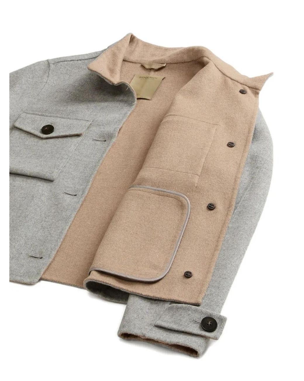 Woolrich Gray Double Flap-Pocket Long-Sleeve Jacket