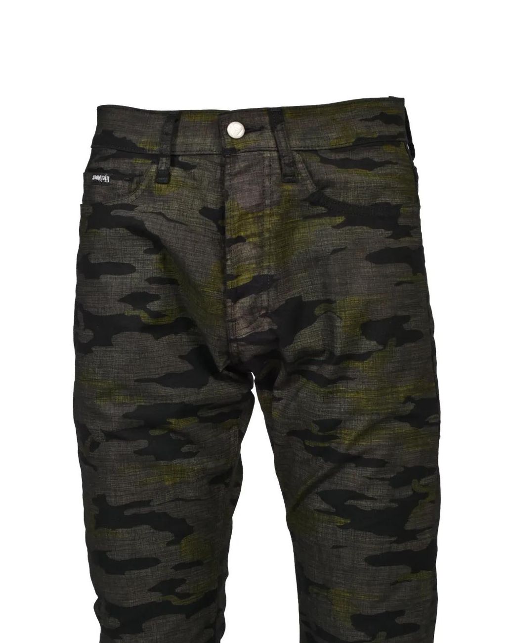 lifeiswar Black Camouflage-Print Straight-Leg Trousers for men