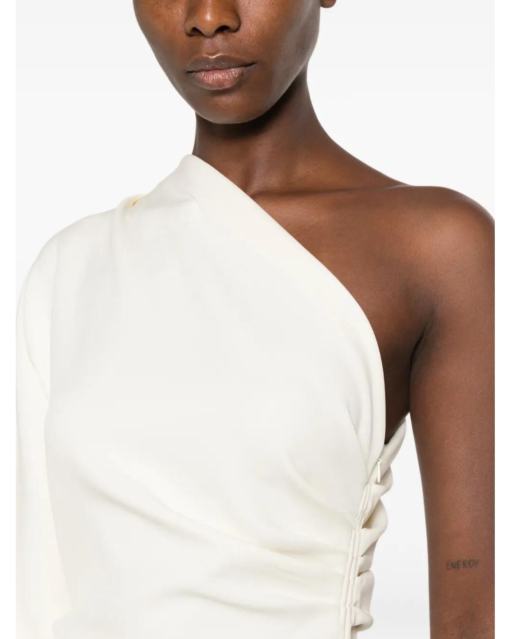 FEDERICA TOSI White One-Shoulder Draped Asymmetric Dress