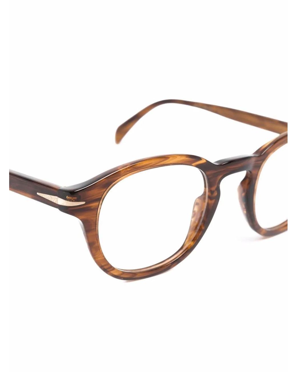 David Beckham Brown Tortoiseshell-Effect Round-Frame Glasses