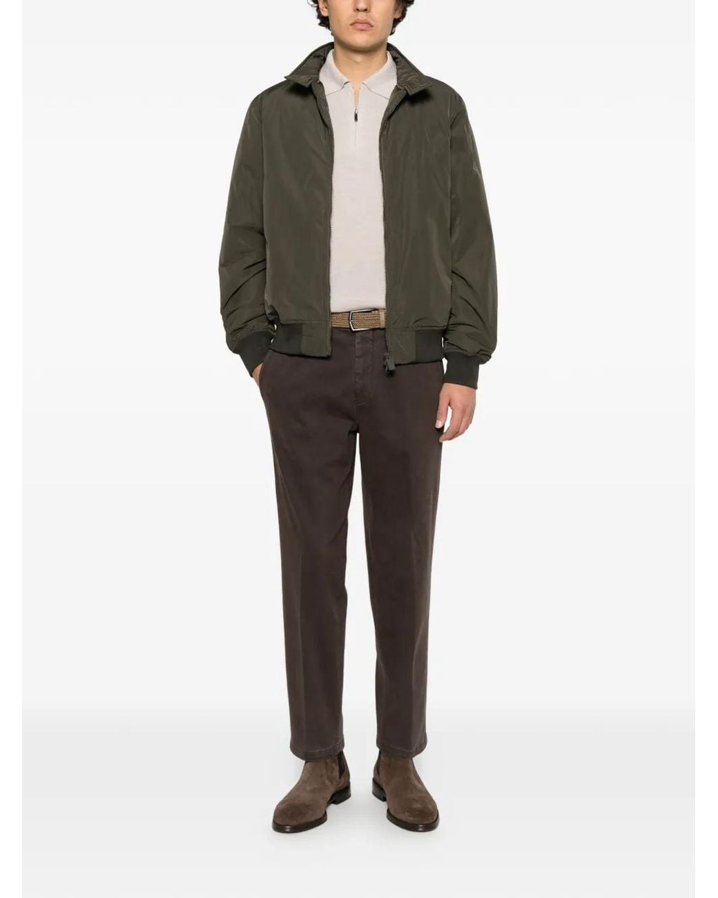 Aspesi Brown High-Neck Bomber Jacket for men