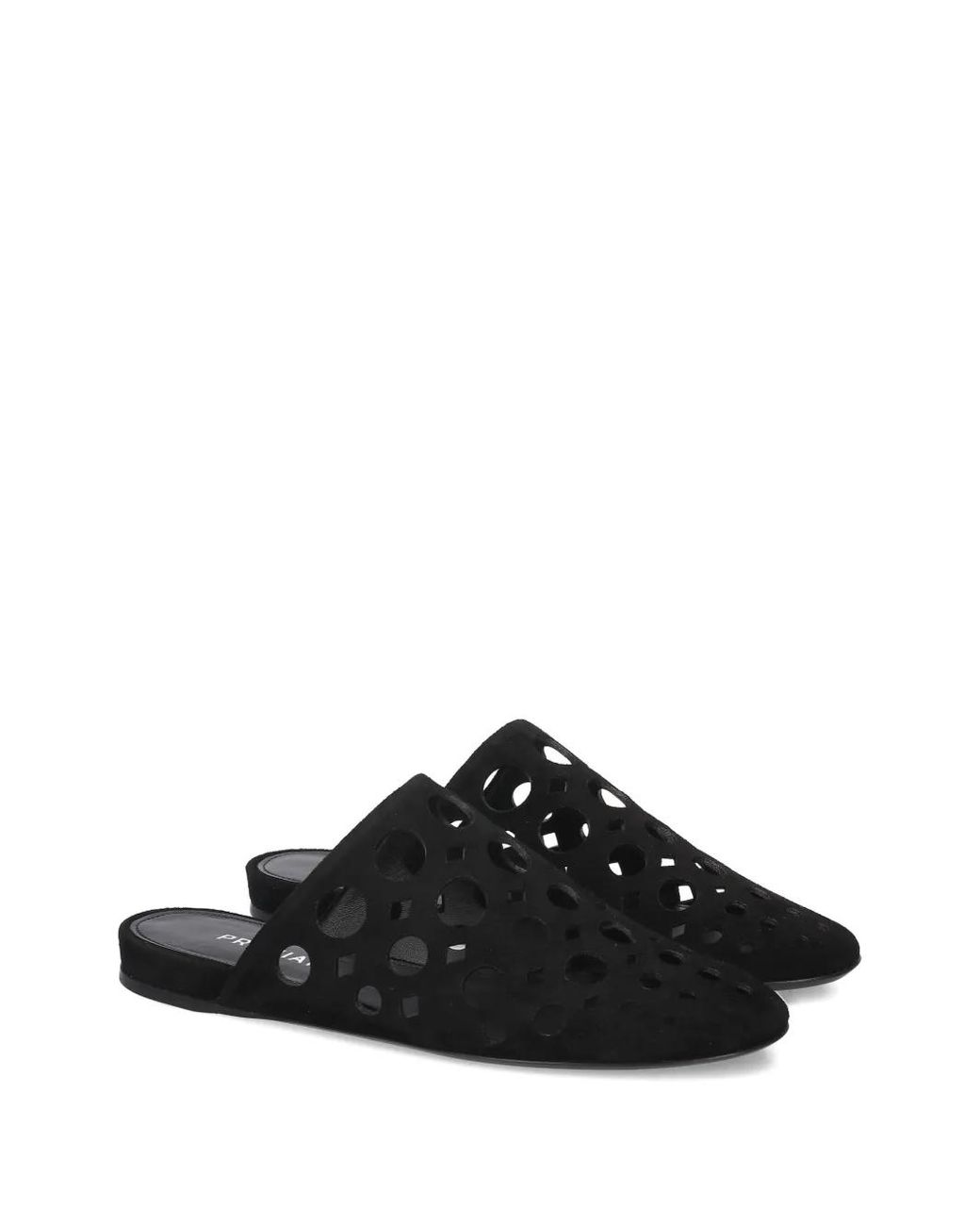Premiata Black Cut-Out Leather Mules