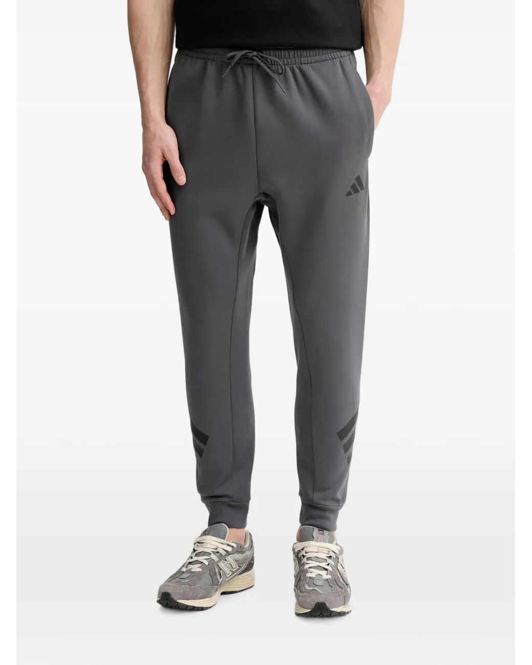 Adidas Gray Logo-Print Track Pants for men