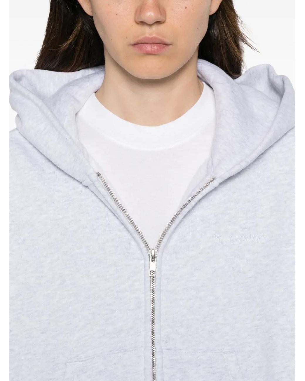Sporty & Rich White Zip-Up Hoodie