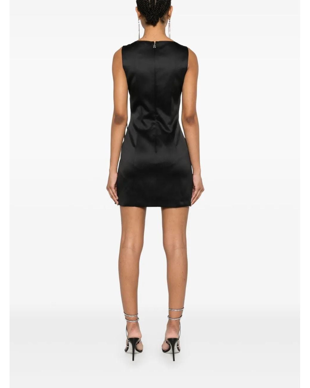 ROTATE BIRGER CHRISTENSEN Black Floral-Appliqué Satin Dress