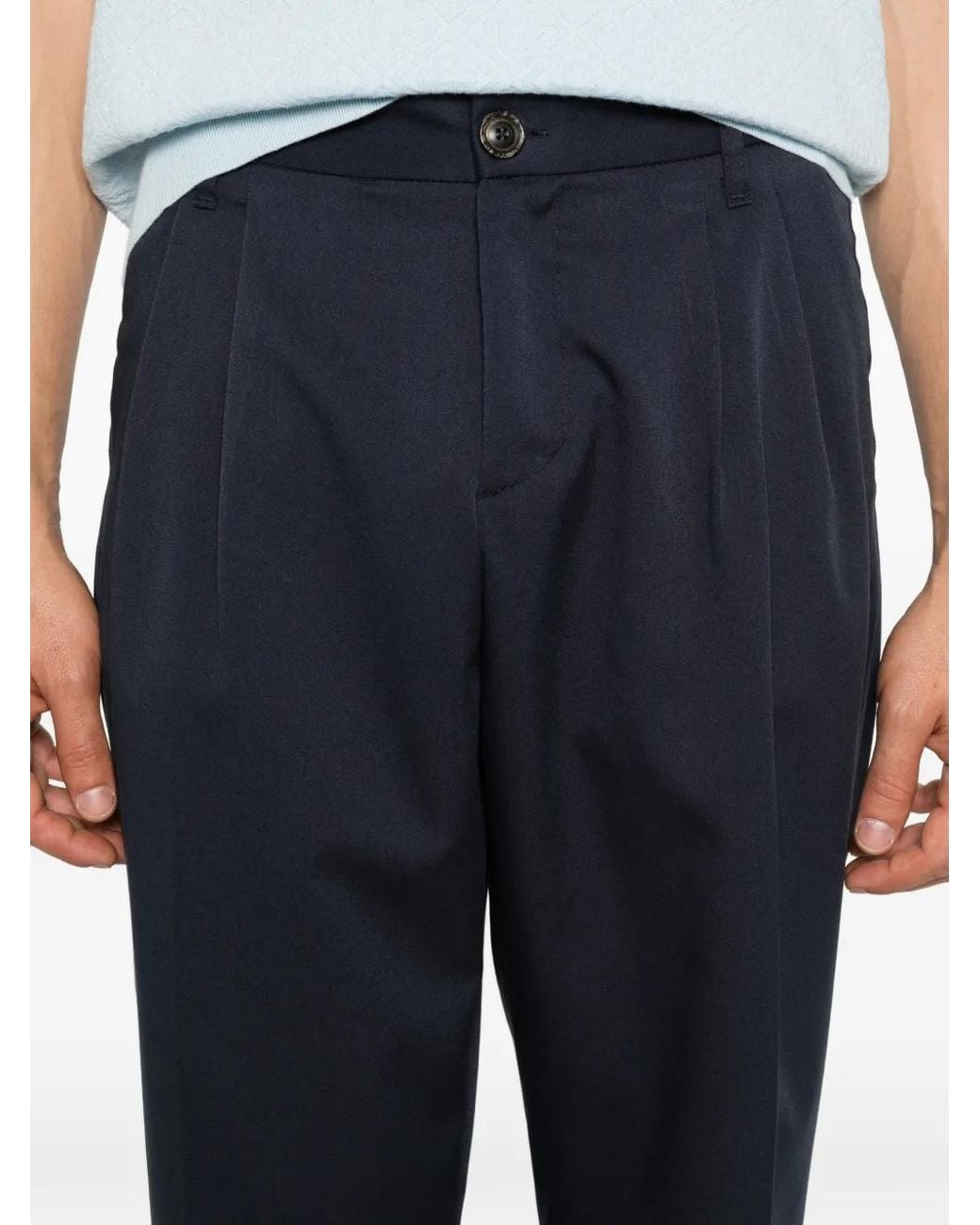 Imperial Blue Pleated-Design Trousers for men