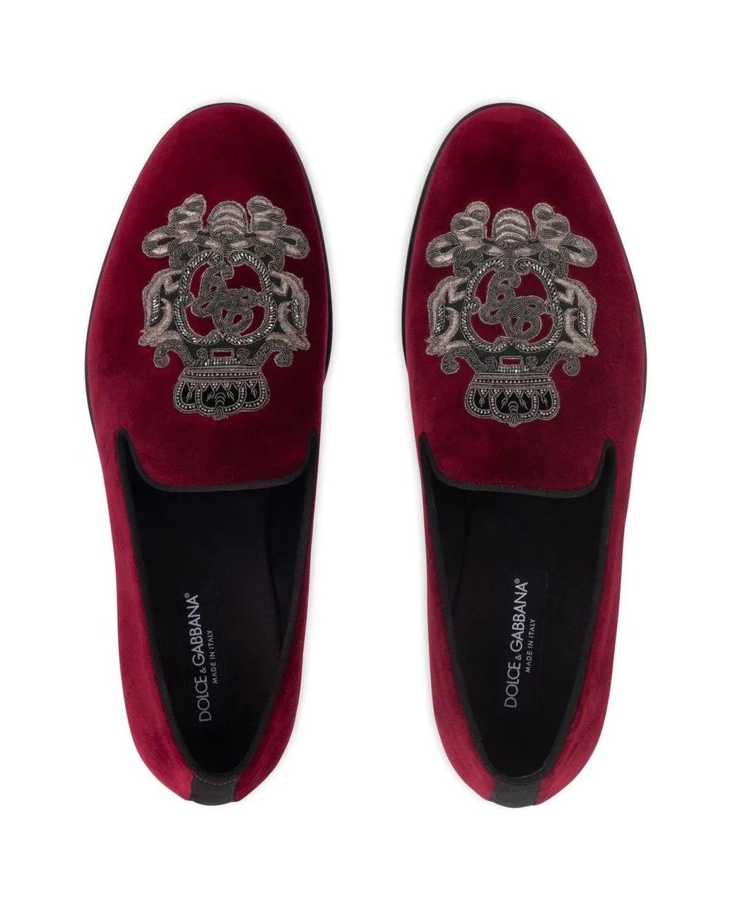 Dolce & Gabbana Embroidered Velvet Slippers for men