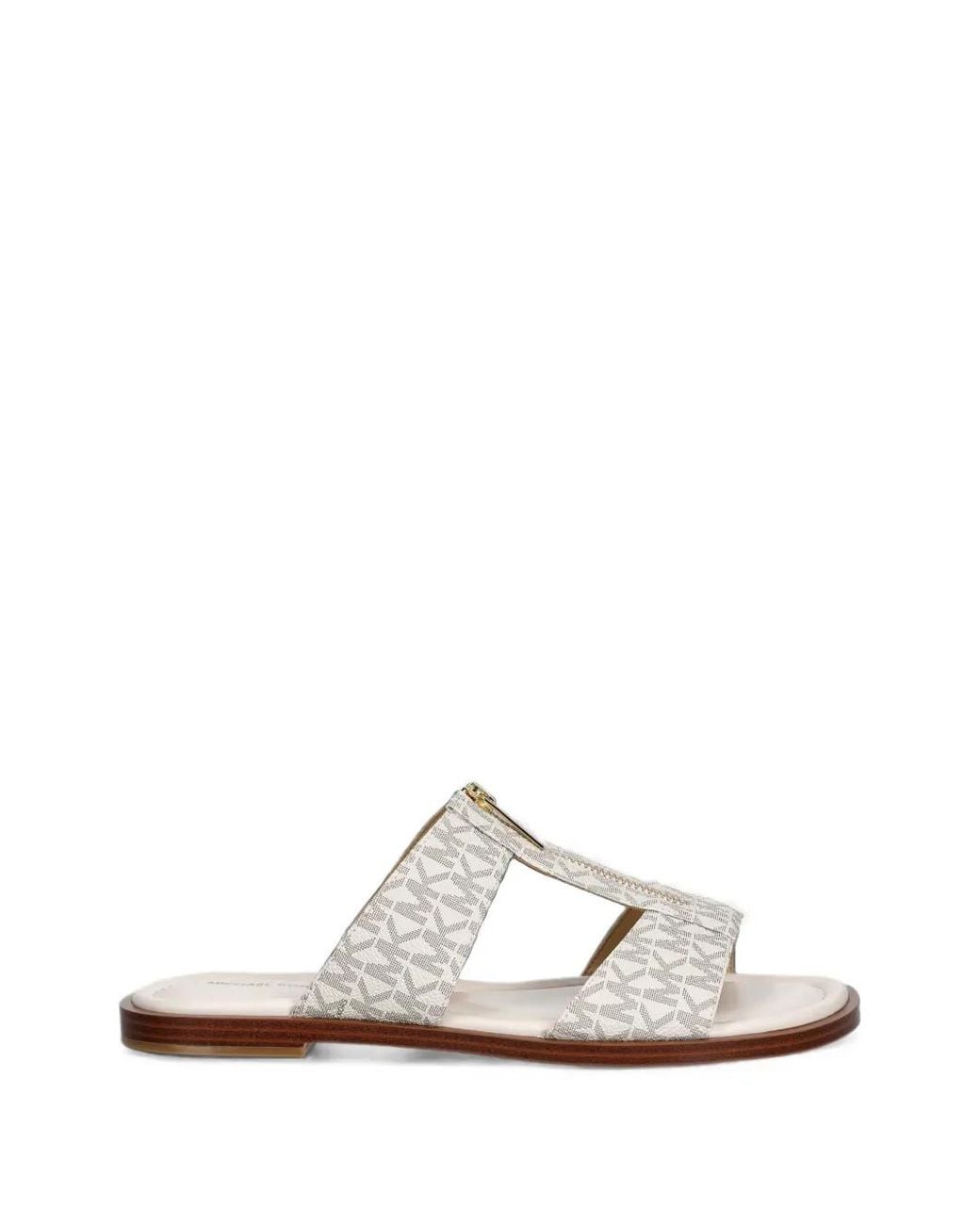 MICHAEL Michael Kors White Berkley Signature Logo Slide Sandals