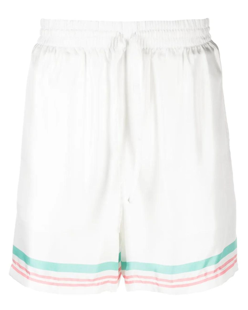 Casablanca White Tennis Club Icon Silk Sports Shorts for men