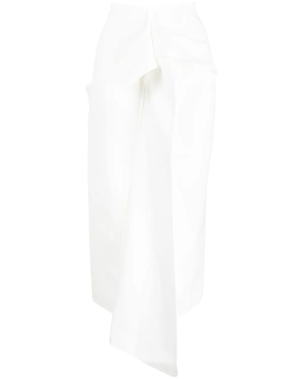 Maticevski White Draped-Detail Skirt