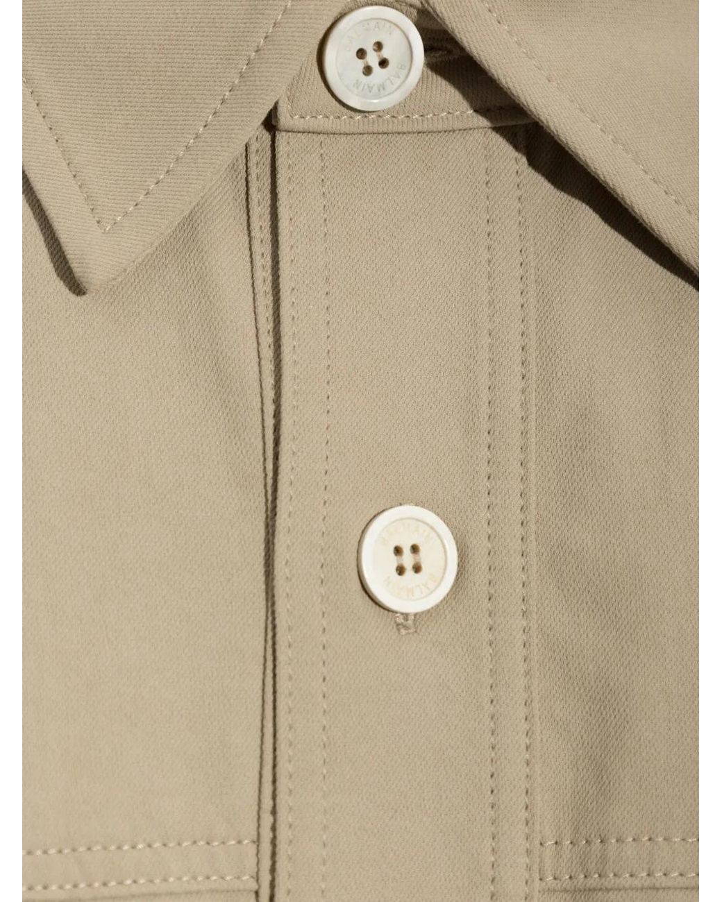 Balmain Natural Button-Fastening Pocket-Detail Overshirt for men