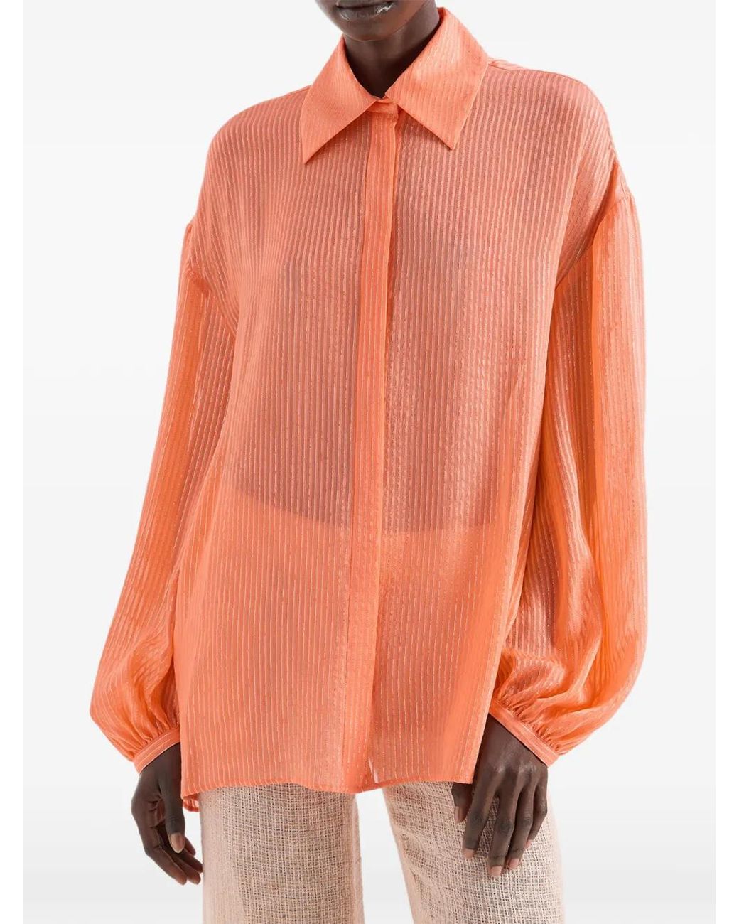 Genny Orange Balloon-Sleeve Top