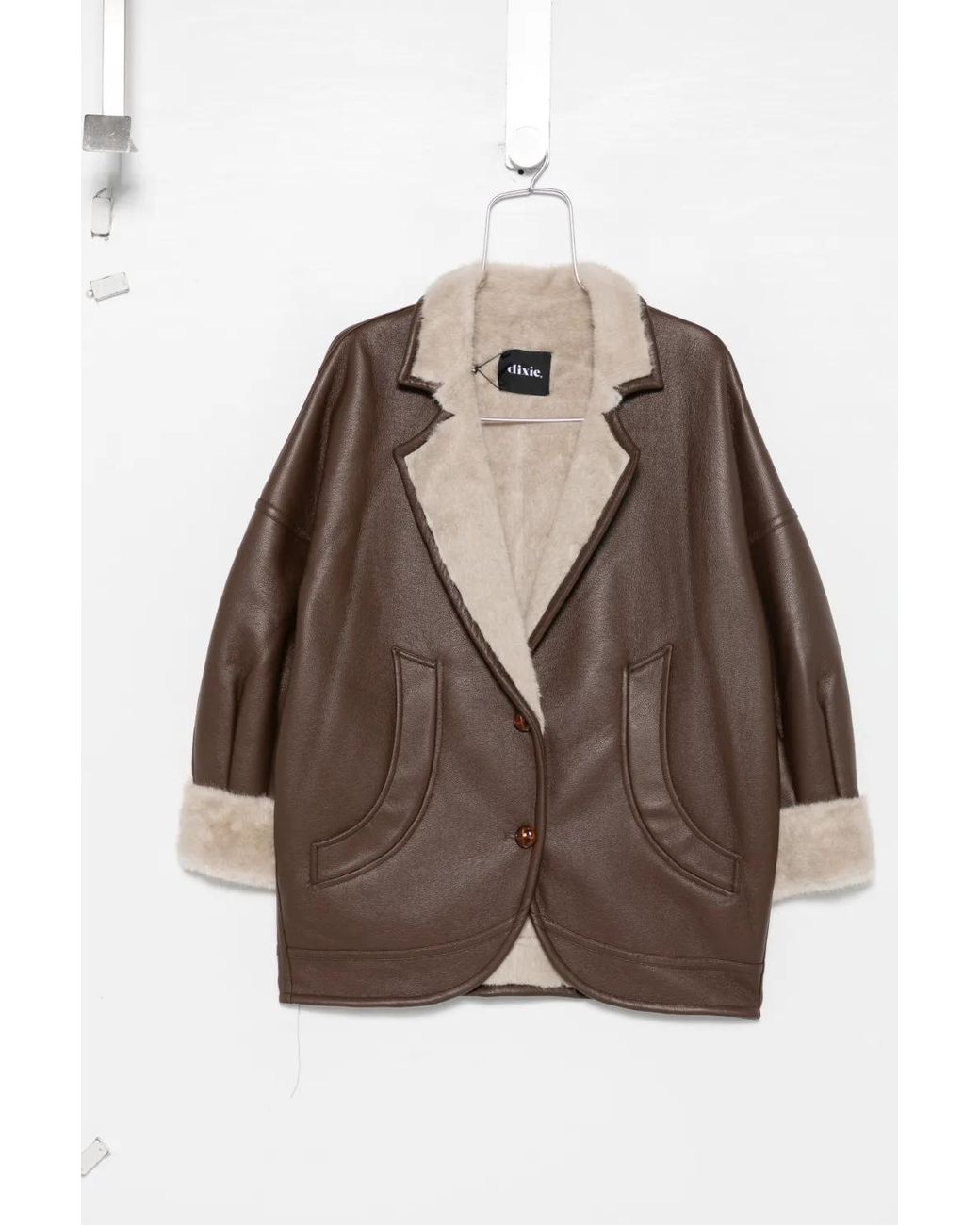 Dixie Brown Faux-Shearling Trim Coat